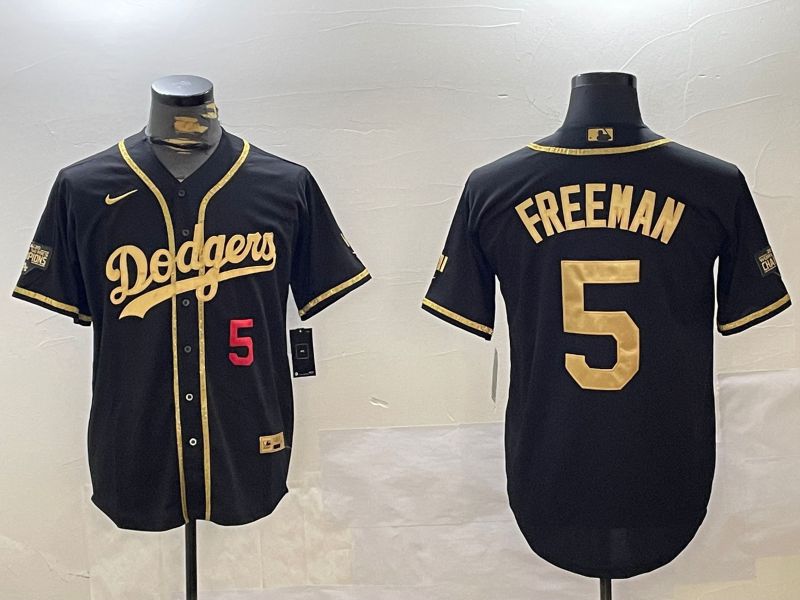 Men Los Angeles Dodgers #5 Freeman Black Gold Fashion Nike 2024 MLB Jersey style 11205->los angeles dodgers->MLB Jersey